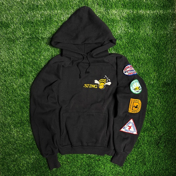 VINTAGE 80s 1 of 1 Illinois Swim and Dive Team Champion Raglan Hoodie Sweatshirt - Picture 2 of 4